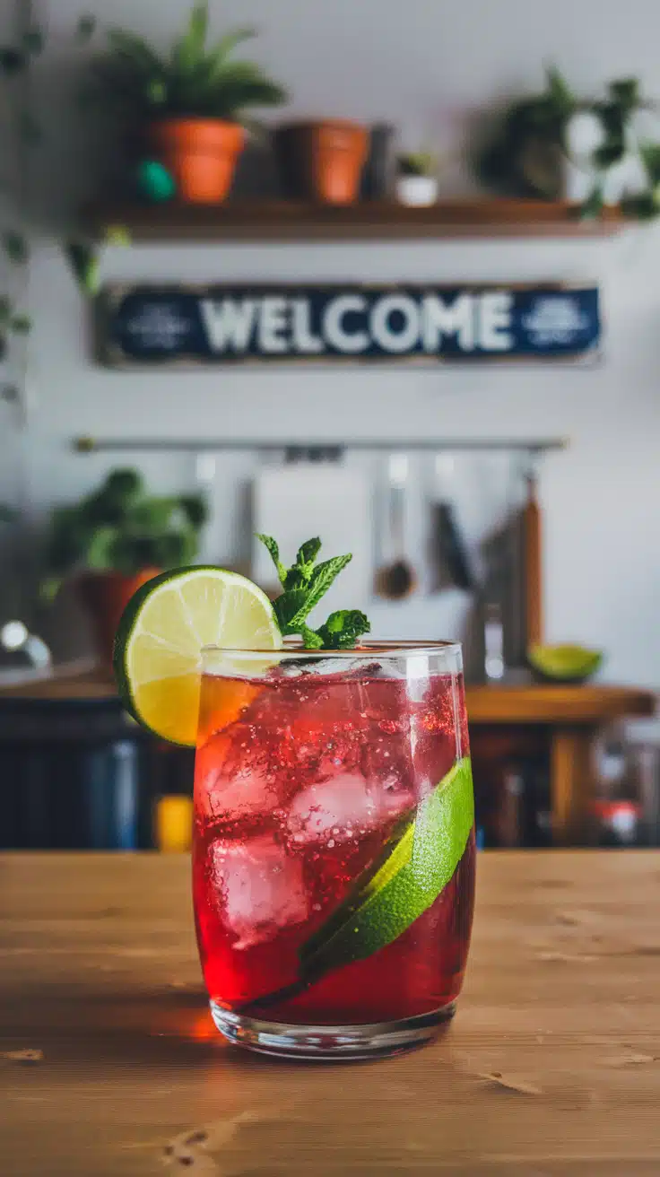 Sparkling Tart Cherry Lime Mocktail