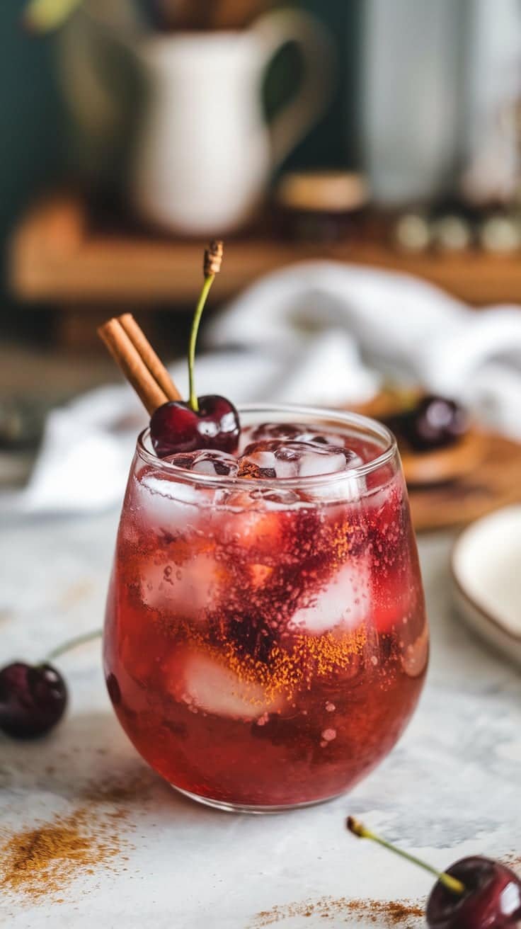Spiced Tart Cherry Cinnamon Mocktail