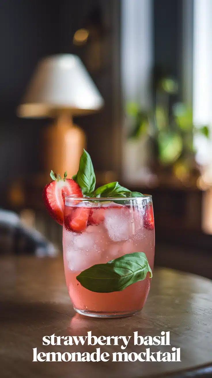 Strawberry Basil Lemonade Mocktail