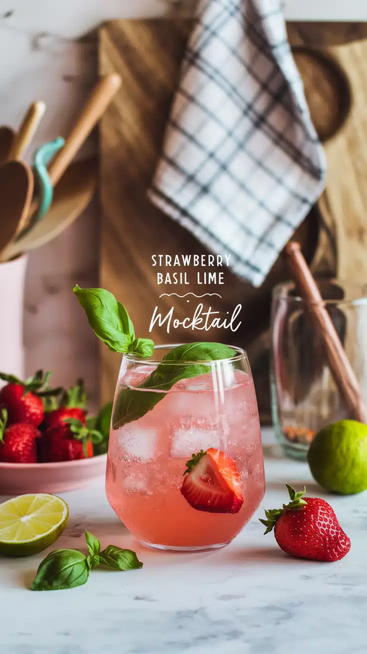 Strawberry Basil Lime Mocktail 
