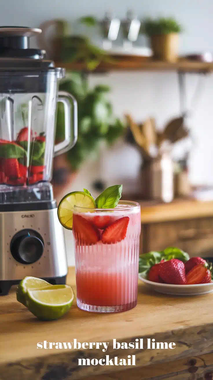Strawberry Basil Lime Mocktail 