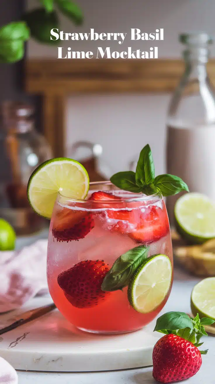 Strawberry Basil Lime Mocktail