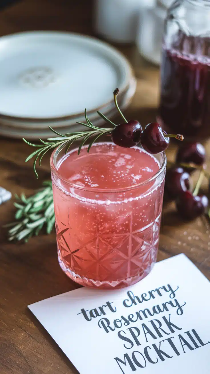 Tart Cherry Rosemary Spark Mocktail 