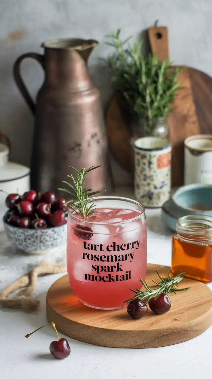 Tart Cherry Rosemary Spark Mocktail 