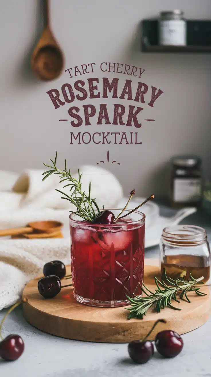 Tart Cherry Rosemary Spark Mocktail 