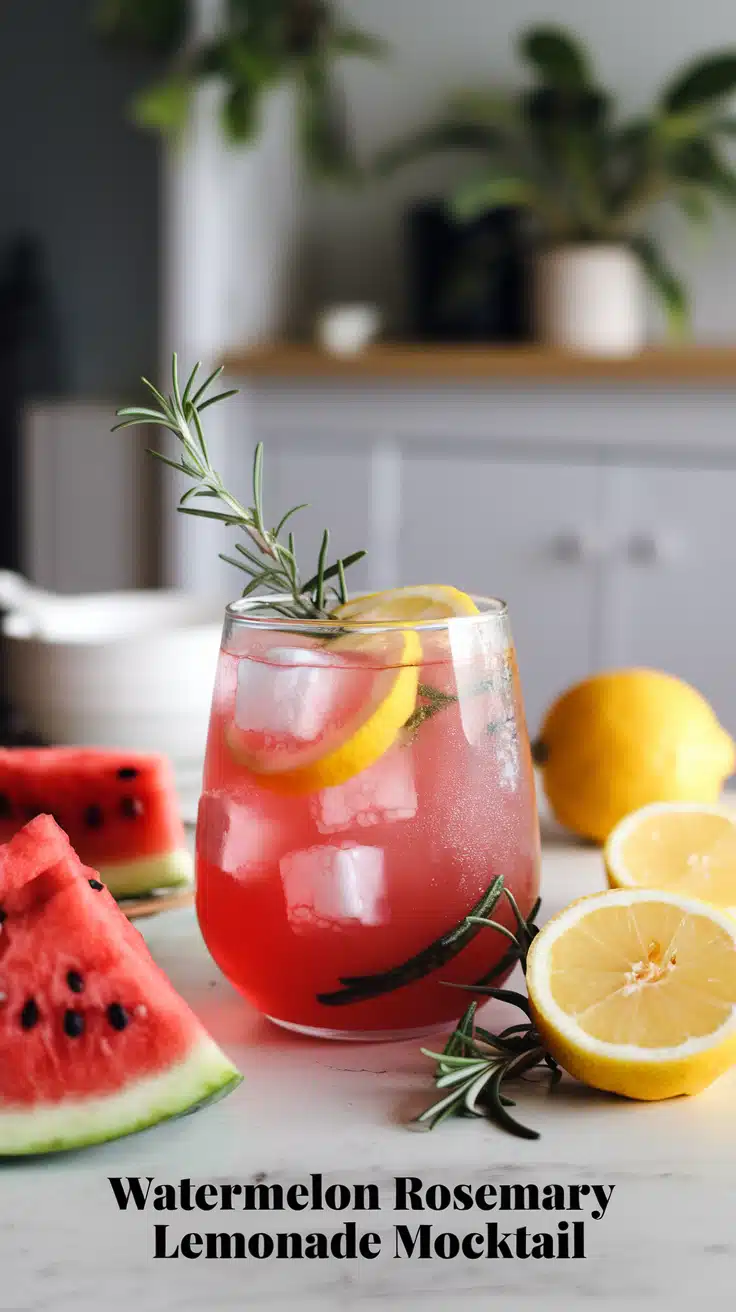 Watermelon Rosemary Lemonade Mocktail