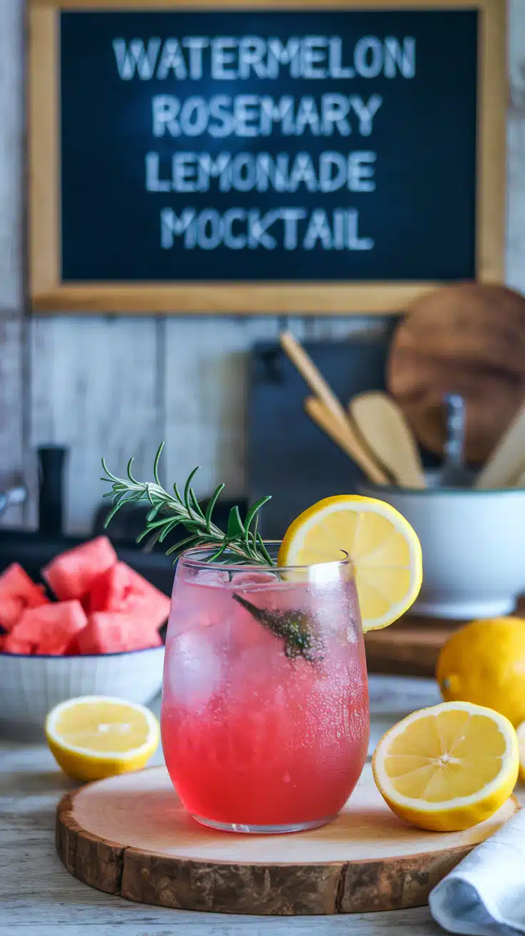 Watermelon Rosemary Lemonade Mocktail