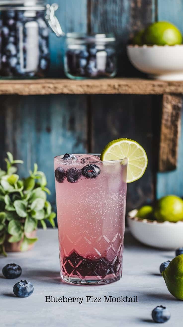 Blueberry Fizz Mocktail 