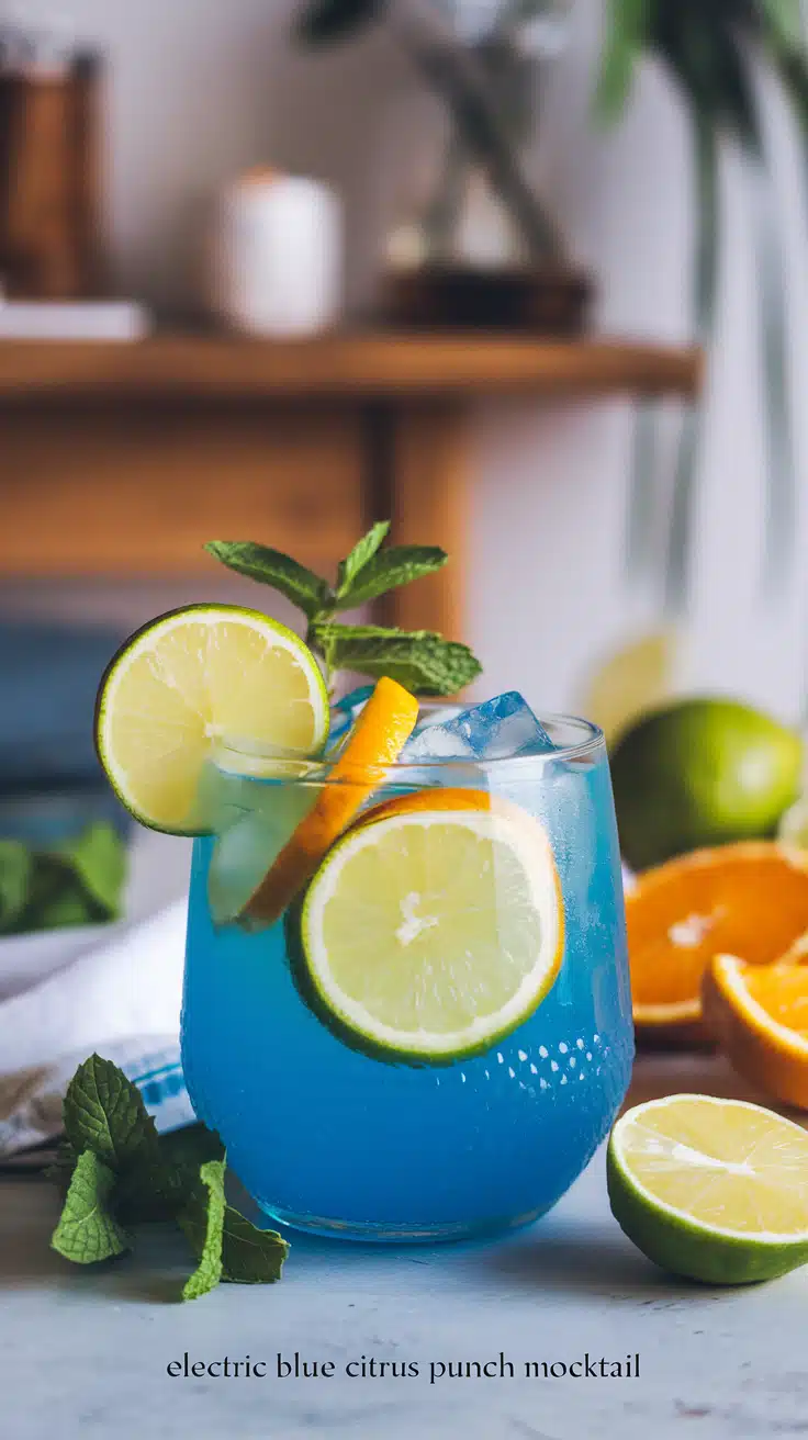 Electric Blue Citrus Punch Mocktail