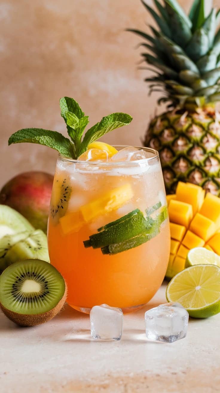 Kiwi Mango Pineapple Splash Mocktail