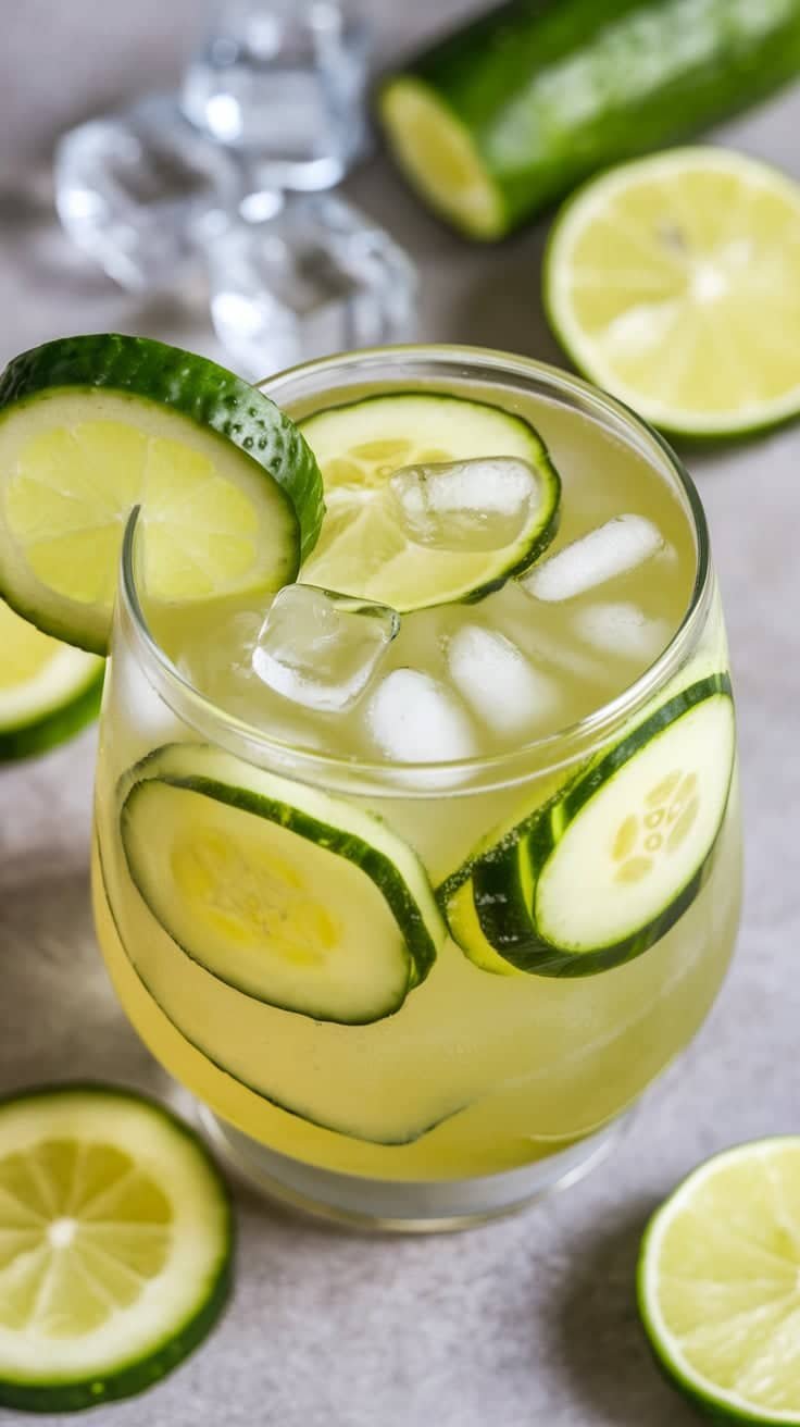 Lime Cucumber Refresher Mocktail 