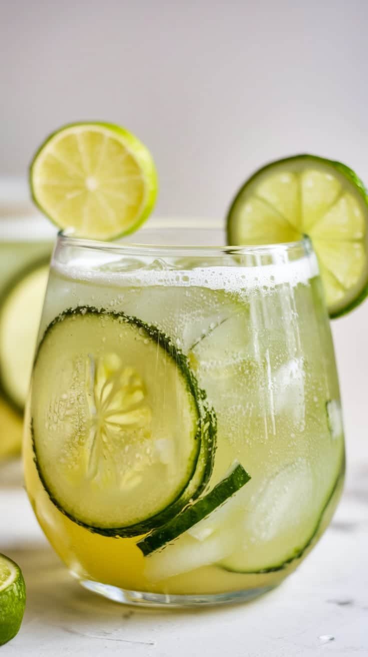 Lime Cucumber Refresher Mocktail 