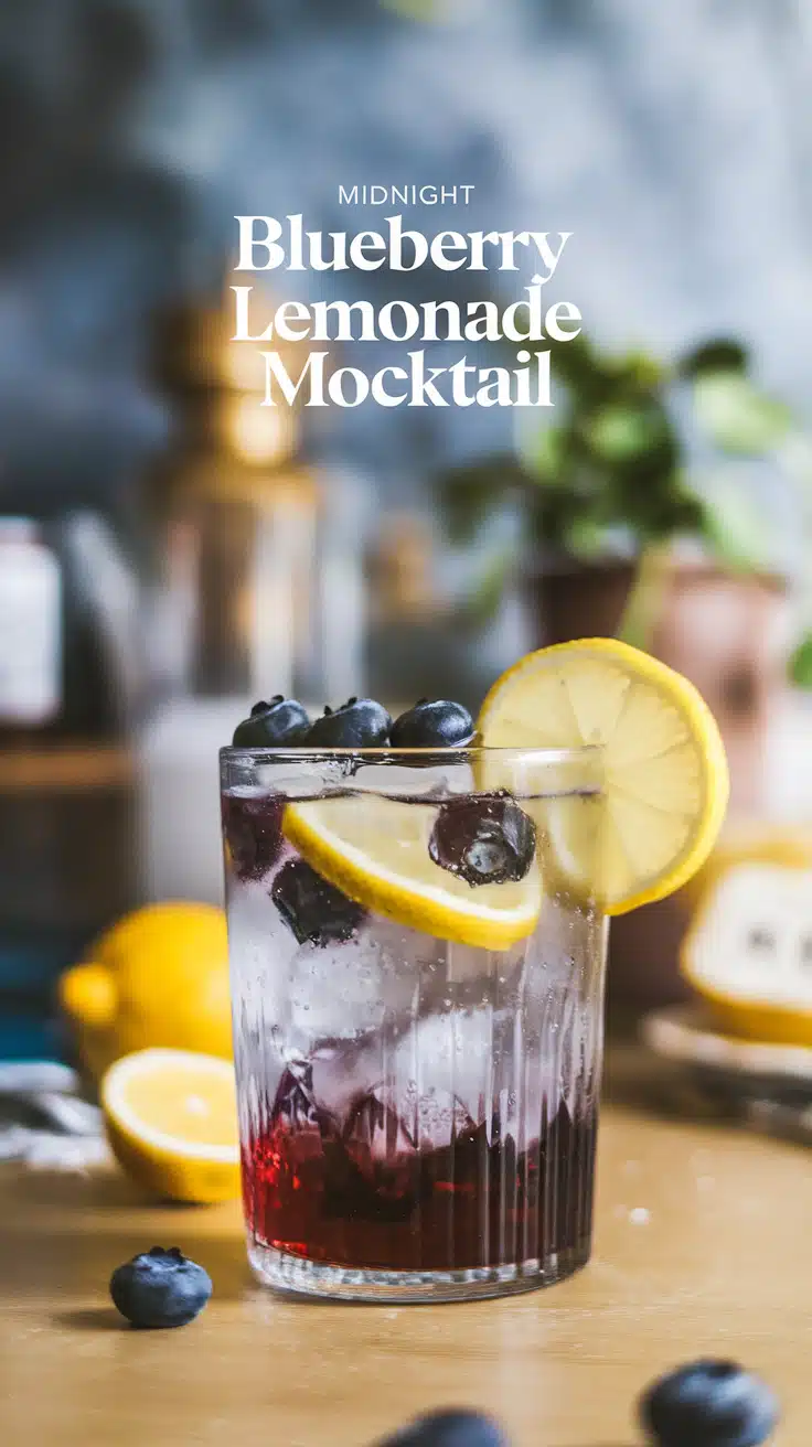 Midnight Blueberry Lemonade Mocktail