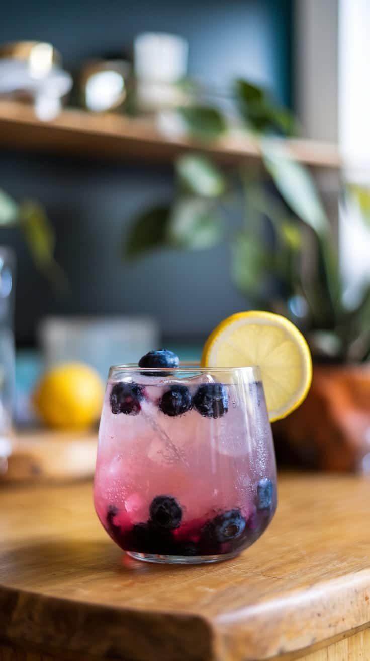 Midnight Blueberry Lemonade Mocktail