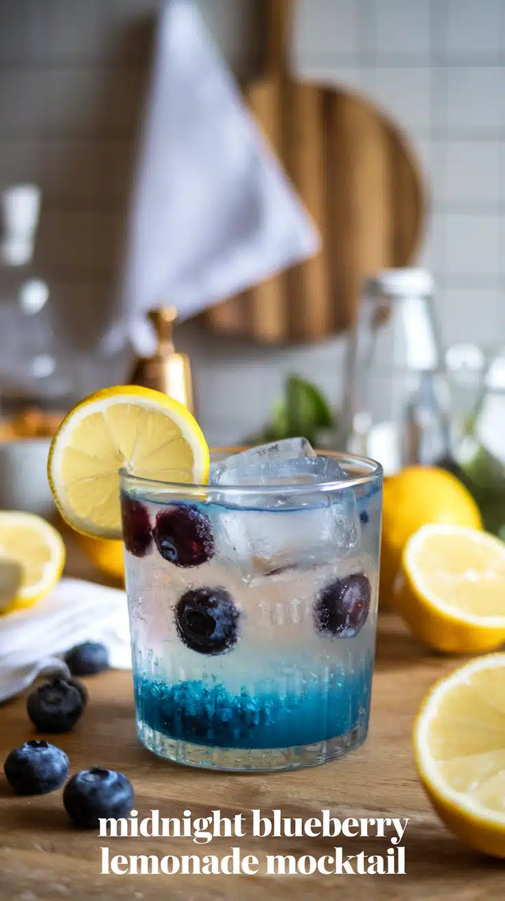 Midnight Blueberry Lemonade Mocktail