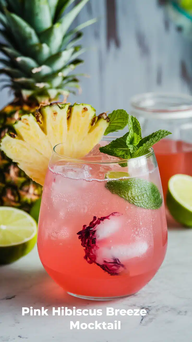 Pink Hibiscus Breeze Mocktail 