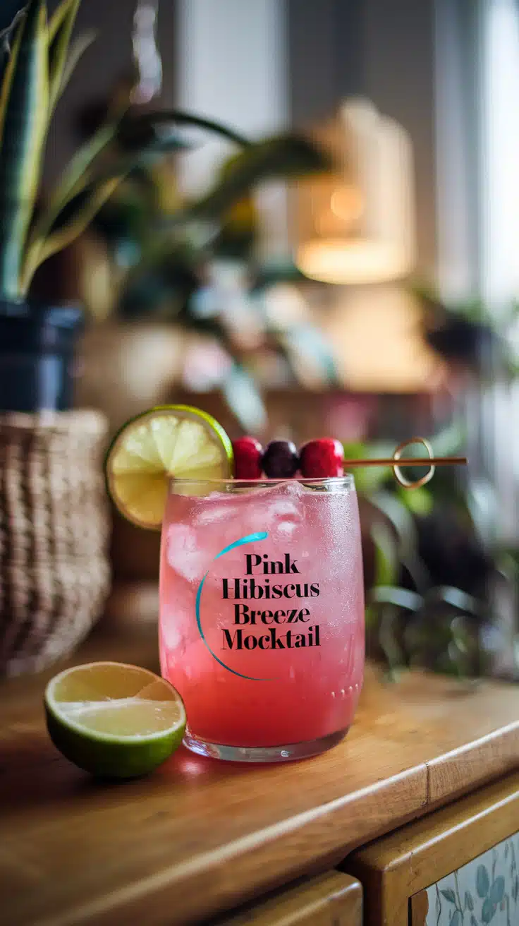 Pink Hibiscus Breeze Mocktail 