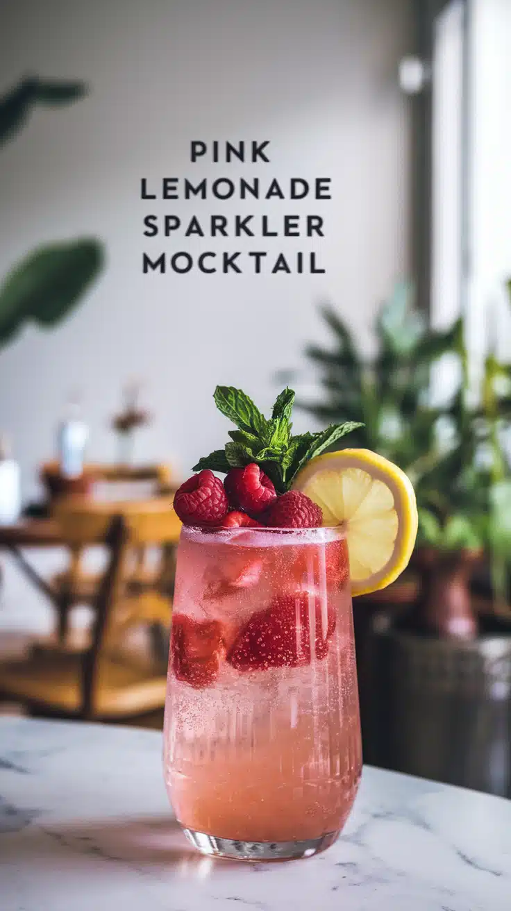 Pink Lemonade Sparkler Mocktail