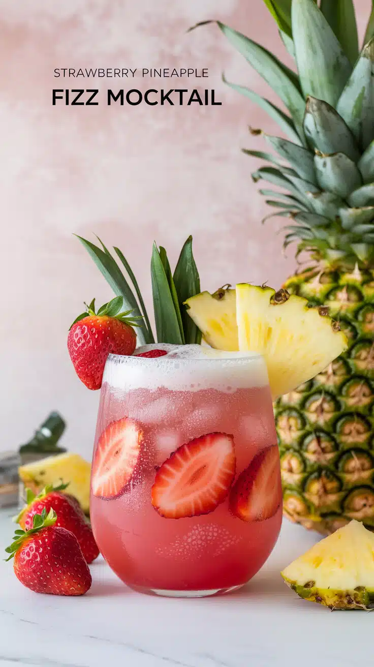 Strawberry Pineapple Fizz Mocktail
