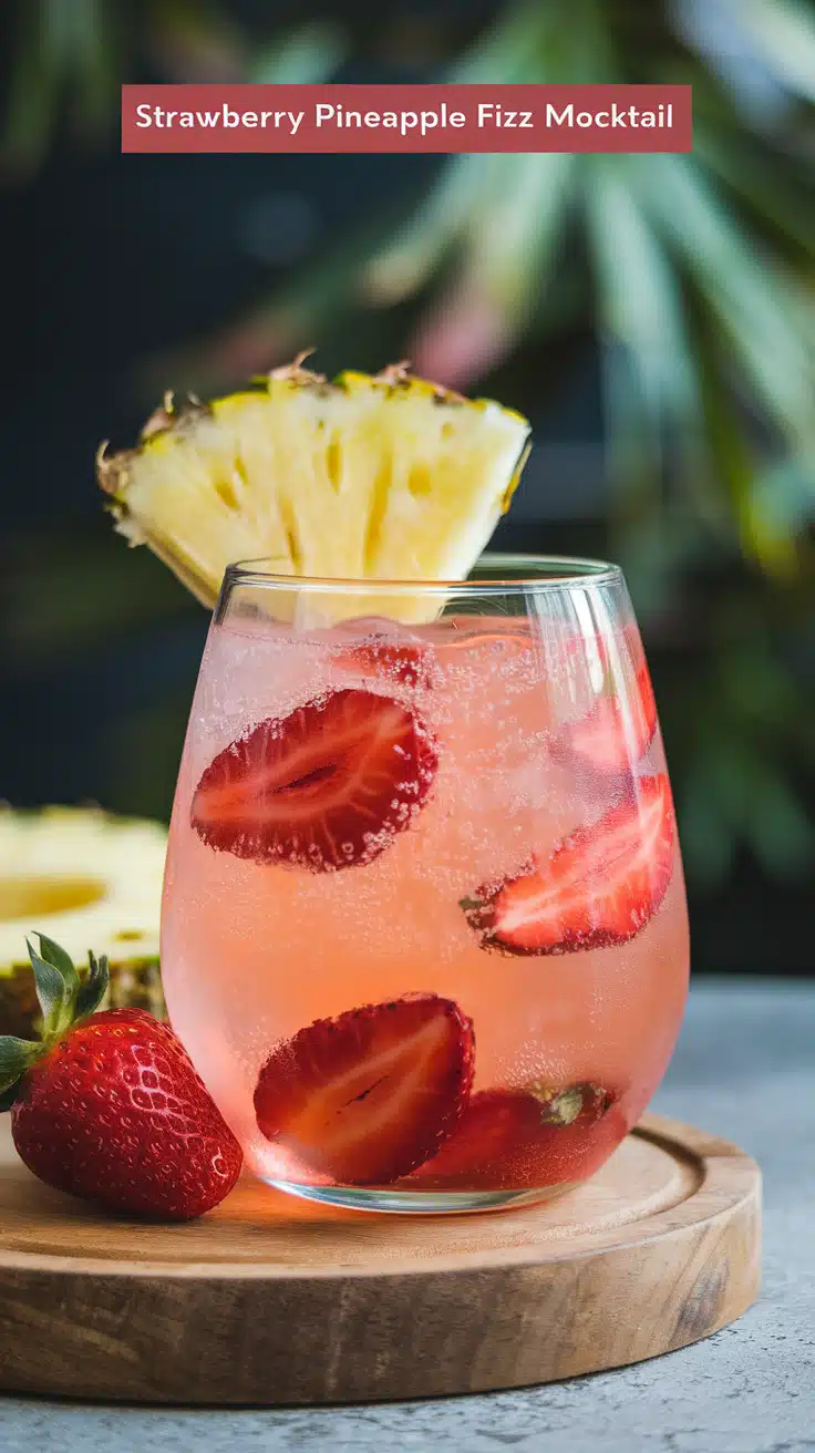Strawberry Pineapple Fizz Mocktail