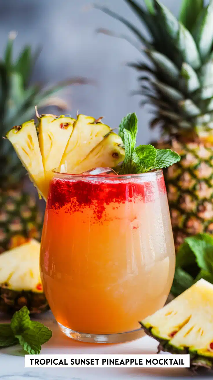Tropical Sunset Pineapple Mocktail
