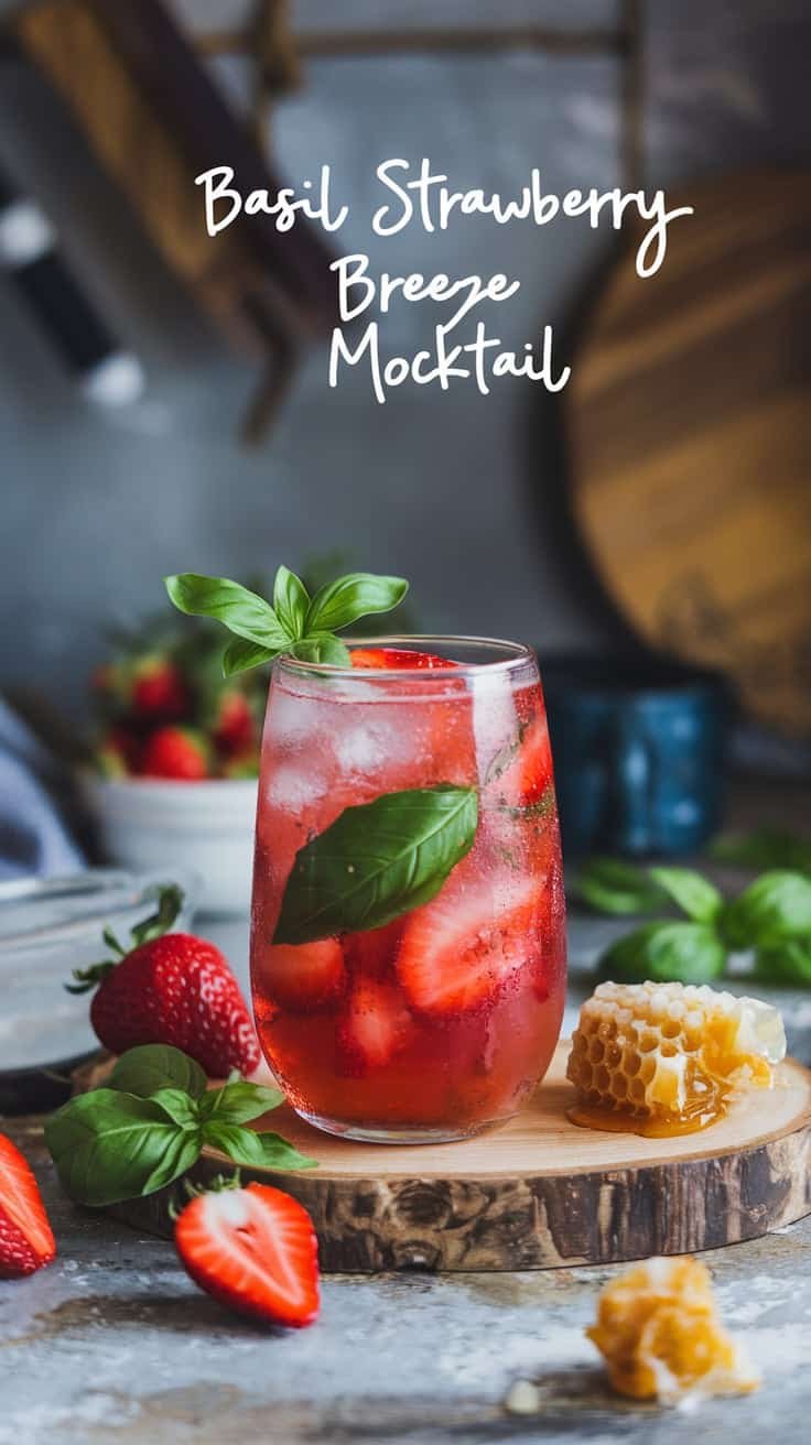 Basil Strawberry Breeze Mocktail