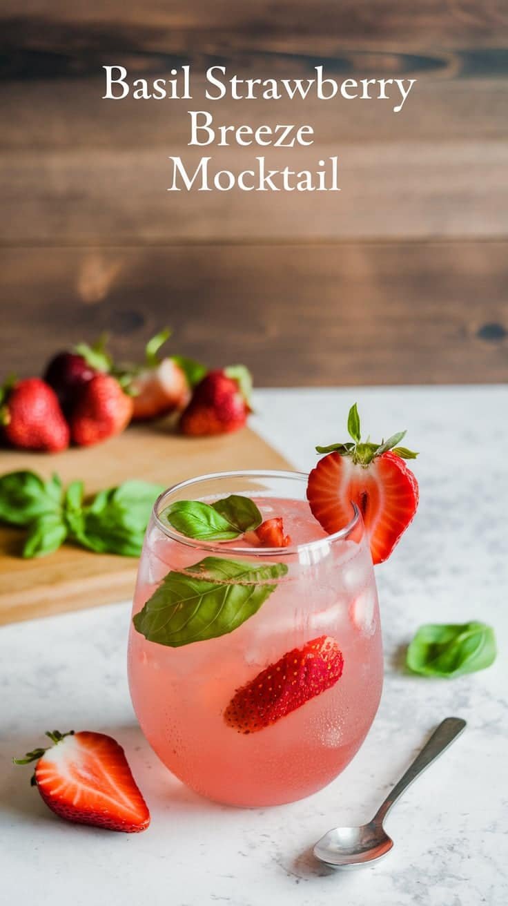 Basil Strawberry Breeze Mocktail