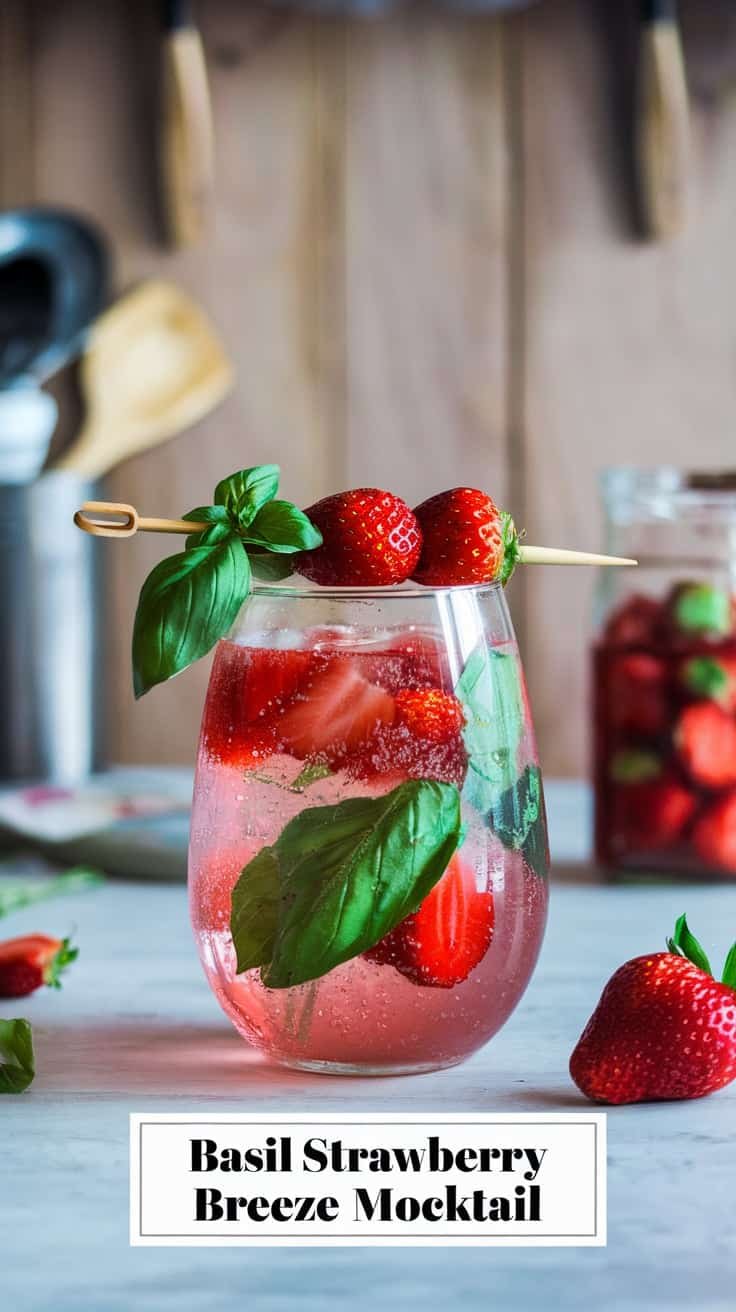 Basil Strawberry Breeze Mocktail