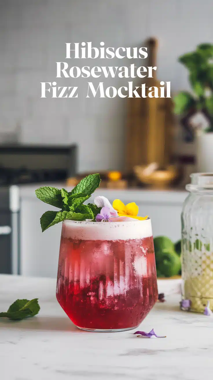 Hibiscus Rosewater Fizz Mocktail