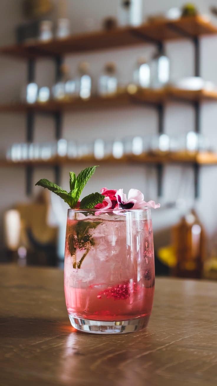 Hibiscus Rosewater Fizz Mocktail