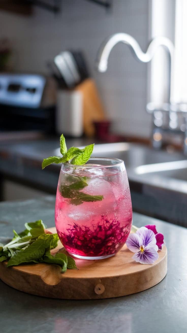 Hibiscus Rosewater Fizz Mocktail