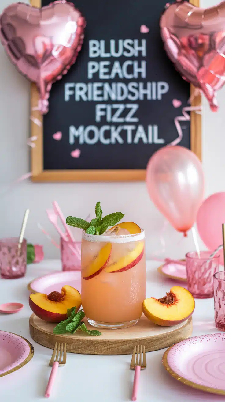 Blush Peach Friendship Fizz Mocktail