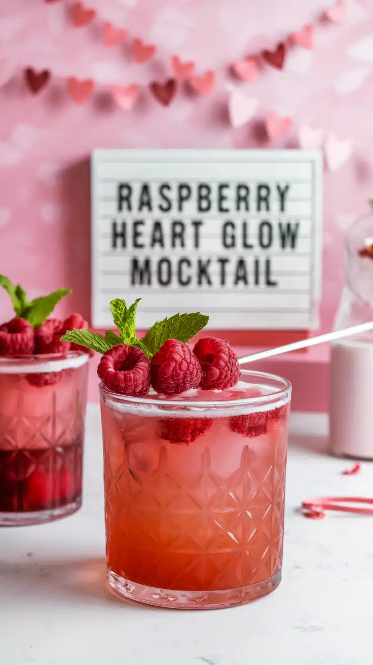 Raspberry Heart Glow Mocktail