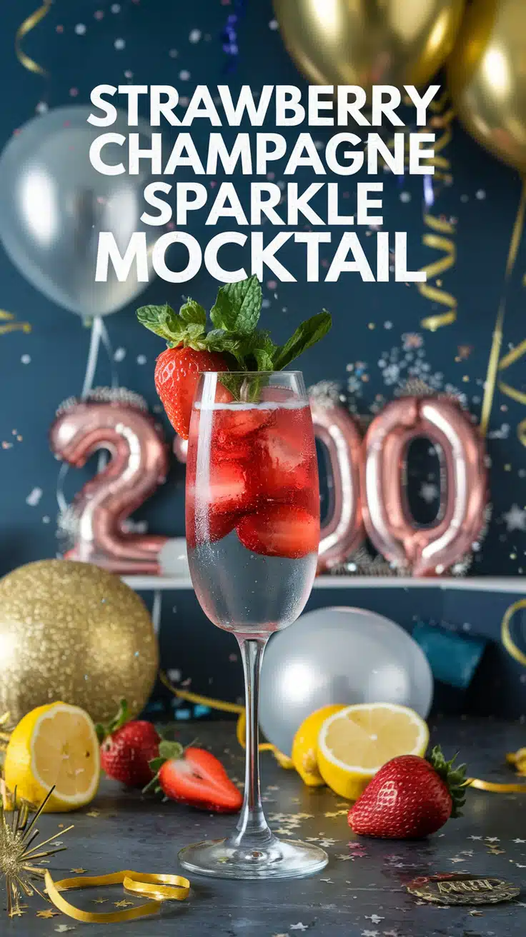 Strawberry Champagne Sparkle Mocktail