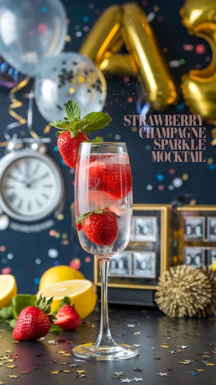 Strawberry Champagne Sparkle Mocktail