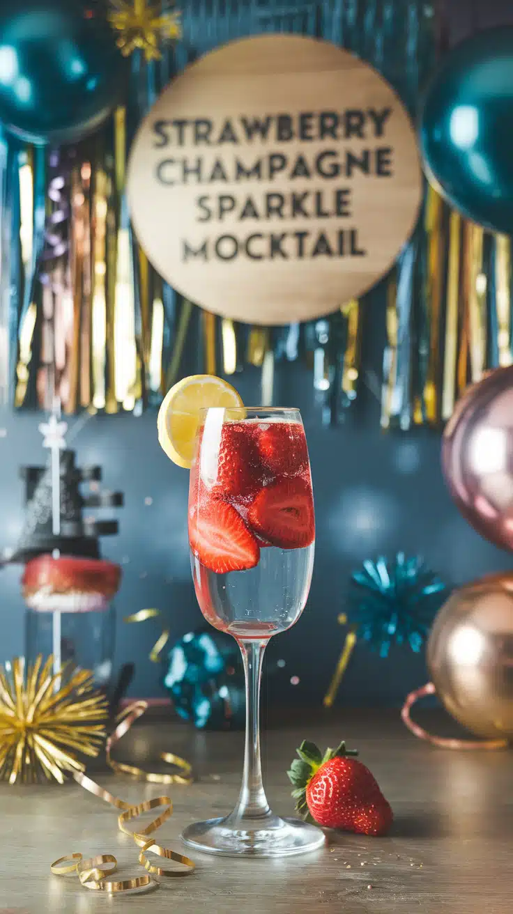 Strawberry Champagne Sparkle Mocktail