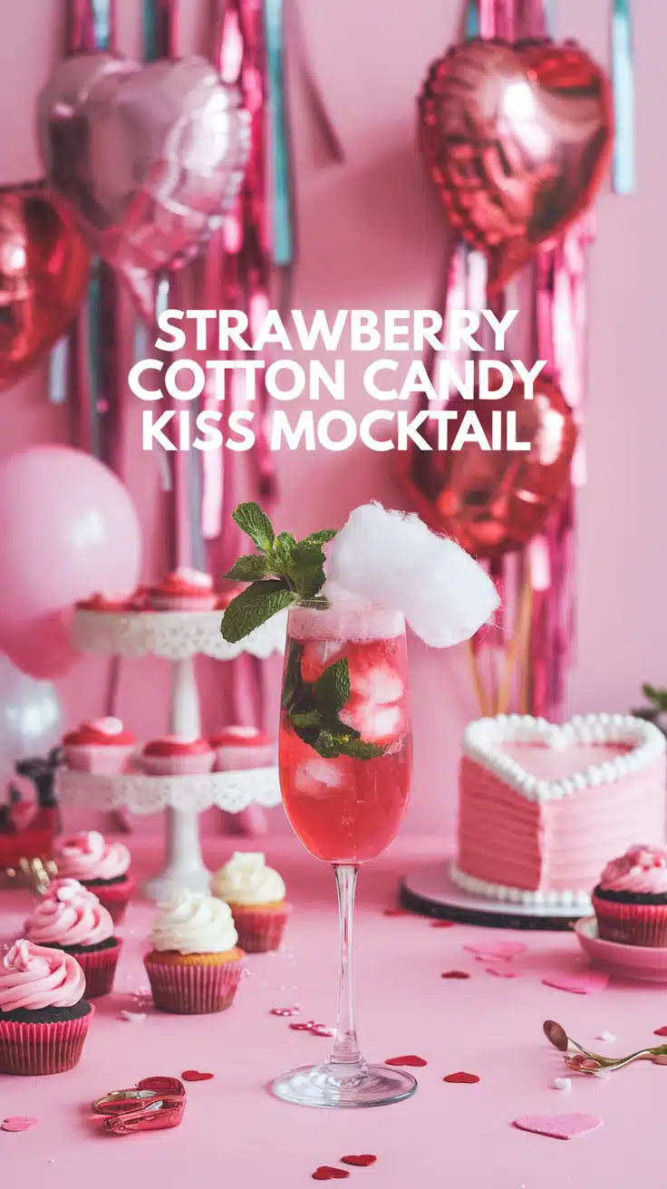 Strawberry Cotton Candy Kiss Mocktail
