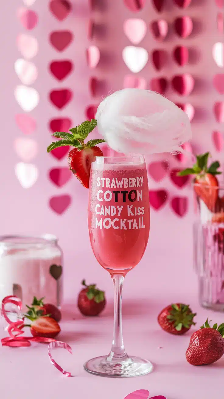 Strawberry Cotton Candy Kiss Mocktail