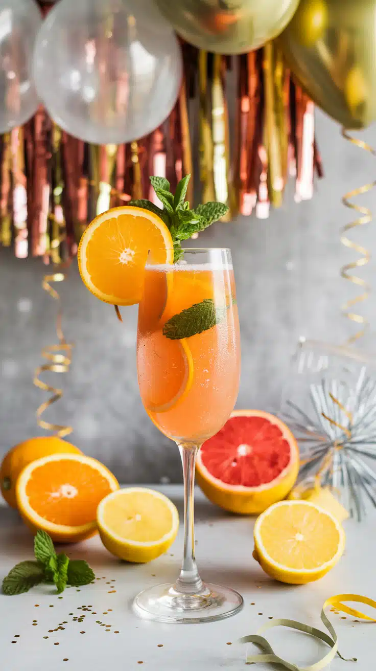 Winter Citrus Bubbly Mocktail