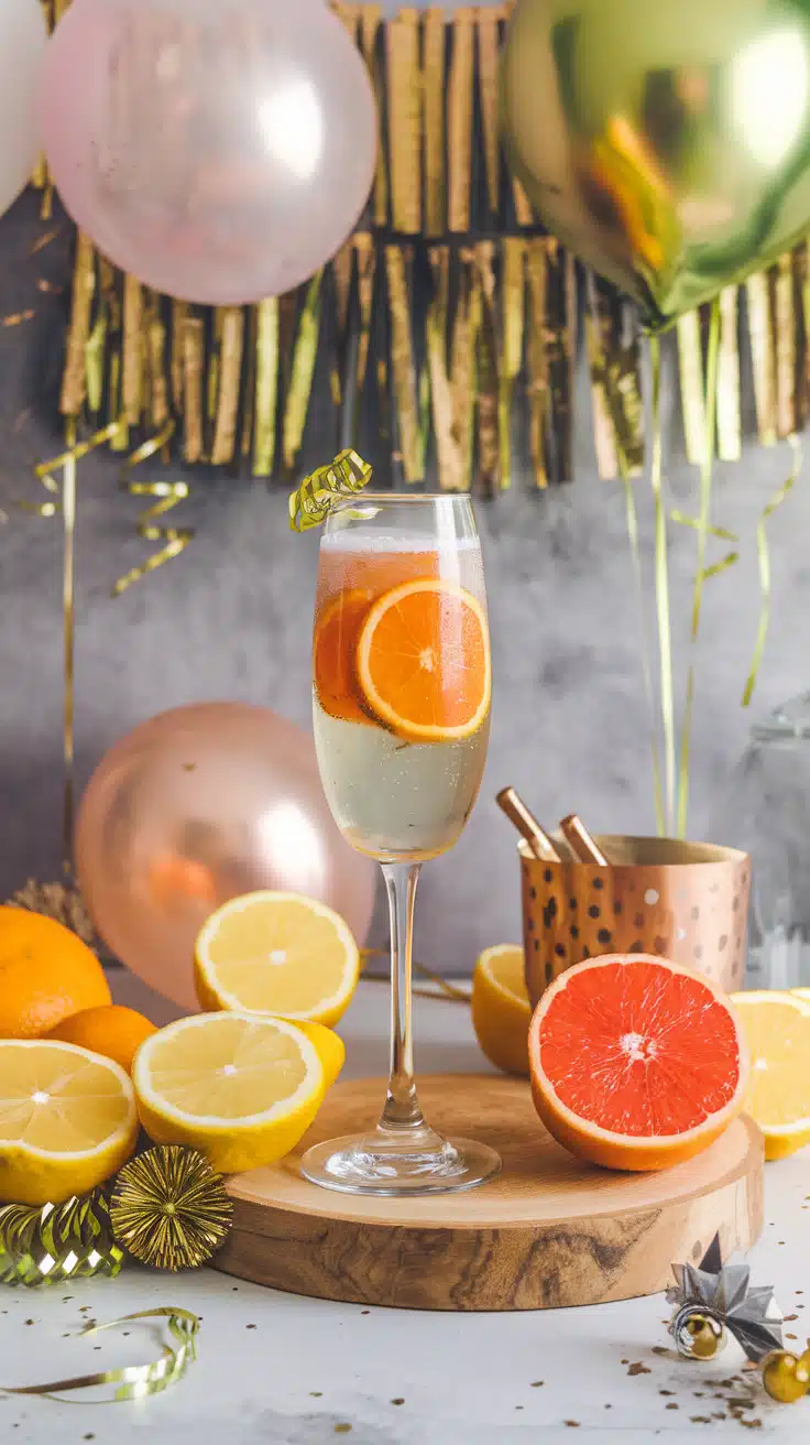 Winter Citrus Bubbly Mocktail