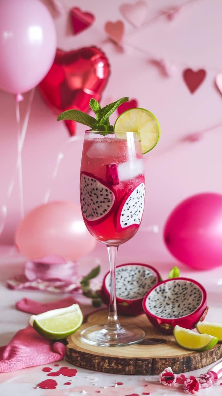 Dragon Fruit Galentine Glow Mocktail