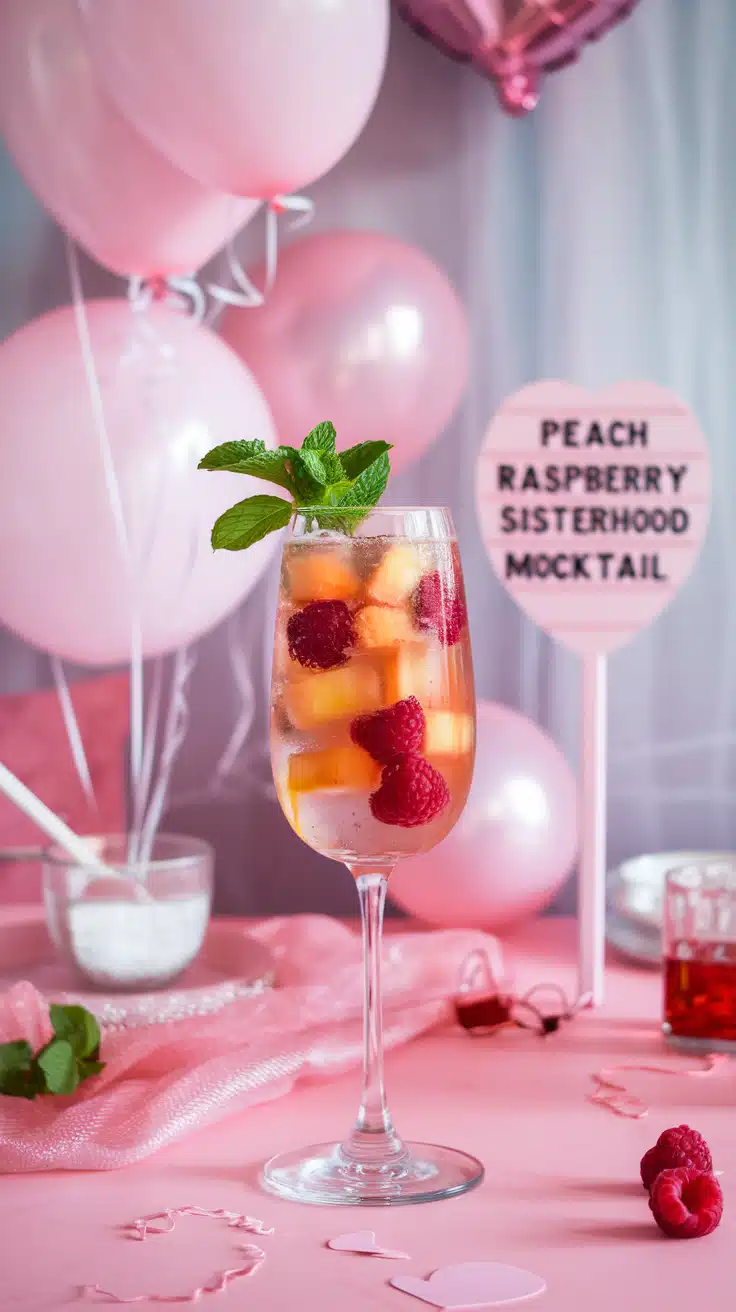 Peach Raspberry Sisterhood Mocktail