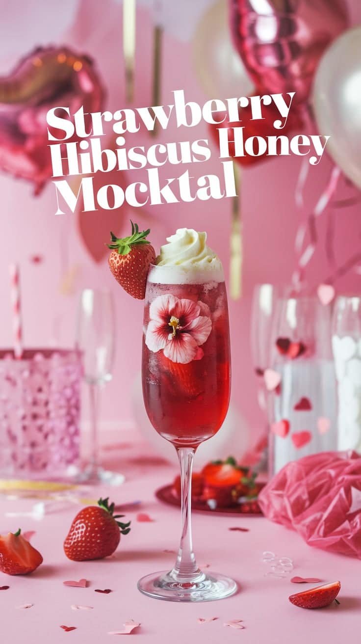 Strawberry Hibiscus Honey Mocktail